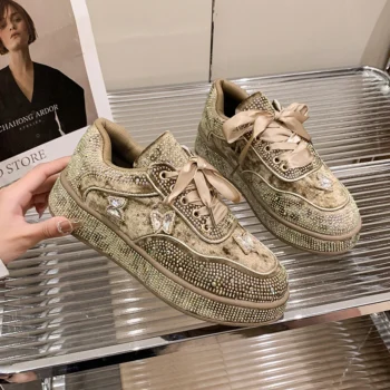 2024 New Women's Fashion Casual Sports Shoes Luxury Water Diamond Women's Vulcanized Shoes Designer Flat Shoes zapatos de mujer