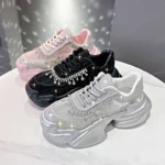 2025 Fashion Luxury Women's Shoes New Rhinestone Womens Sneakers Diamond Breathable Designer Casual Platform Shoes Zapatos Mujer
