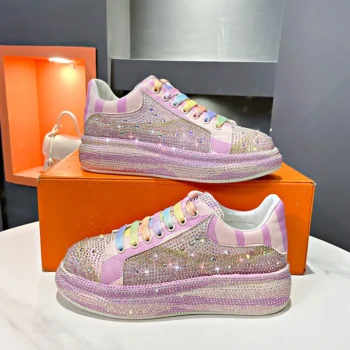 Women's Sneakers With Sparkles shoes Woman Shoes Luxury Platform Woman-shoes Womens Trainers Rhinestone Fashion Heels Casual