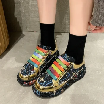 High Quality Sneakers Women's Skating Shoes Water Diamond Women's Flat Shoes Fashion Shining Luxury Casual Shoes Zapatos Mujer