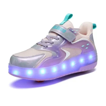 LED Lights Kids Roller Skate Shoes Parkour Running Sport Detachable Boys Girls With 2 Wheels Casual Deformation Skating Shoes