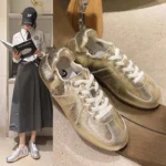 Casual Flat Sneakers Women Bright surface Patchwork Running Shoes Woman Round Toe Lace Up Leisure Outdoors Women's Sports Shoes