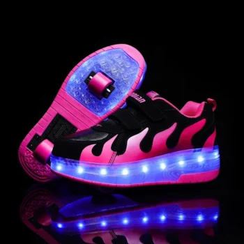 LED Lights Kids Roller Skate Shoes Adult Running Deformation With 2 Wheels Boys Girls Sport Casual Detachable Skating Shoes Gift