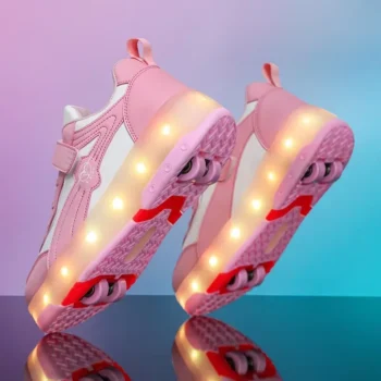 LED Lights Kids Roller Skate Shoes Parkour Adults With 4 Wheels Detachable Boys Girls Running Casual Deformation Skating Shoes