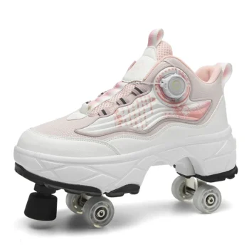 Kids Roller Skate Shoes Outdoor Casual 4 Wheels Boys Girls Parkour Deformation Running Children Fashion Detachable Skating Shoes