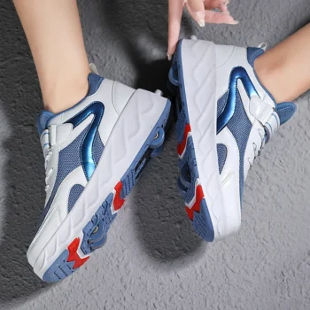 Kids Roller Skate Shoes Running Parkour 4 Wheels Detachable Boys Girls Casual Fashion Children Deformation Outdoor Skating Shoes