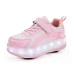 LED Lights Kids Roller Skate Shoes Parkour Sport Boys Girls Detachable Running With 4 Wheels Deformation Casual Skating Shoes