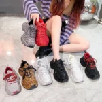 Designer Fashion Thick soled Sneakers Luxury Shining Full Diamond Anti slip Outdoor Running Shoes High Quality Vulcanized Shoes