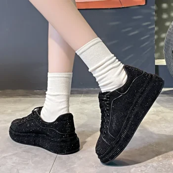 Luxury Women Platform Shoes rhinestones Thick-soled black Designer Shoes Shining Crystal Sneakers Trend Casual Sneakers zapatos