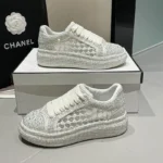 2024 Thick soled Shining Women's Sports Shoes Luxury Designer Water Diamond Flat Shoes High quality Fashion Casual Shoes