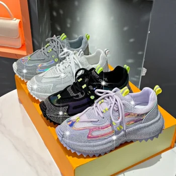 Water Diamond Outdoor Night Running Shoes Breathable Luxury Casual Sports Shoes High Quality Designer Women's Anti Slip Shoes