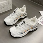 Mesh breathable leather casual shoes for women's summer outdoor hiking shoes, thick soled anti slip sports shoes women sneakers