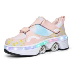 LED Lights Kids Roller Skate Shoes Deformation Boys Girls Sport Parkour Sneakers With 4 Wheels Detachable Children Skating Shoes