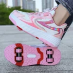 Kids Roller Skate Shoes Detachable 4 Wheels Parkour Casual Boys Girls Fashion Running Children Deformation Outdoor Skating Shoes