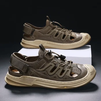 Summer Men Sandals Genuine Leather Mens Casual Shoes Outdoor Men Leather Sandals for Men Beach Shoes Roman mens Shoes