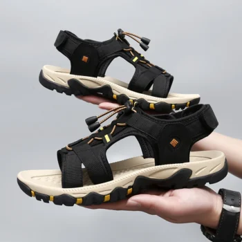 Summer Men Sandals Genuine Leather Mens Casual Shoes Outdoor Men Leather Sandals for Men Beach Shoes Roman mens Shoes